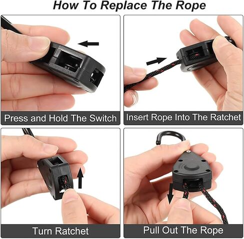 XhuangTech كاياك وزورق القوس وحزام ربط ستيرن 1/4 بوصة ينمو خفيفًا شديد التحمل وحبل قابل للتعديل 2 حزمة in Kuwait