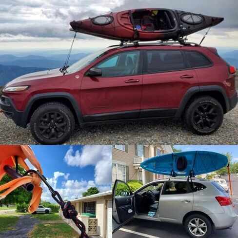 XhuangTech كاياك وزورق القوس وحزام ربط ستيرن 1/4 بوصة ينمو خفيفًا شديد التحمل وحبل قابل للتعديل 2 حزمة in Kuwait