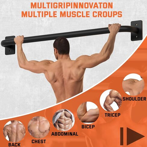 Pull Up Bar Wall Mounted,Heavy Duty Chin-Up Strength Training Pull-Up Bars for Home Doorway/Beam or Joist Mount,Fully Welded Thick Metal Sturdy Construction Support 500 Lbs in Saudi Arabia