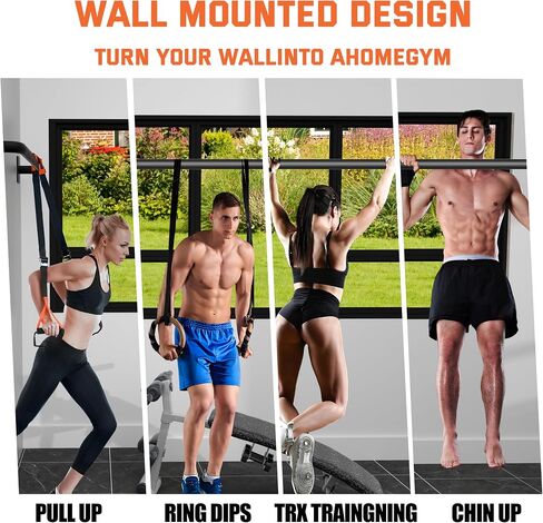Pull Up Bar Wall Mounted,Heavy Duty Chin-Up Strength Training Pull-Up Bars for Home Doorway/Beam or Joist Mount,Fully Welded Thick Metal Sturdy Construction Support 500 Lbs in Saudi Arabia