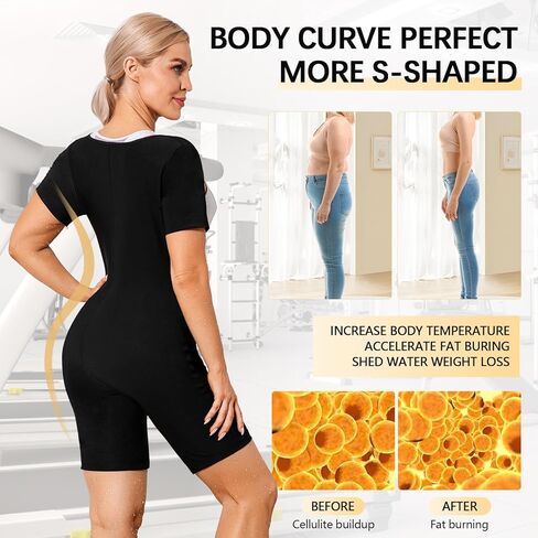 Sauna Suit for Women Full Body Waist Trainer Short Sleeve Sweat Suit with Shorts Full Body Shaper in Saudi Arabia