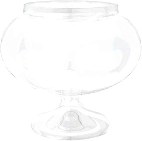 Elegant Short Round Clear Plastic Pedestal Jar with Silver Sparkling Gems - 6.25" | Perfect for Wedding Reception, Bridal Shower & Special Events - 1 Pc. in Saudi Arabia