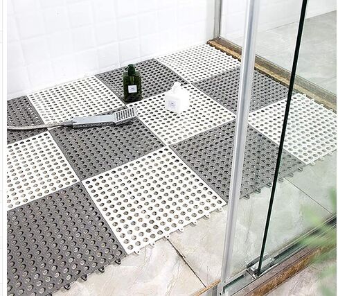 Jucoan 12 حزمة من البلاط المتشابك للصرف، مقاس 30.48 سم × 30.48 سم، بلاط تصريف PVC ناعم غير قابل للانزلاق، سجادة دش من بلاط الأرضيات مع أكواب شفط للحمام وغرفة خزانة المطبخ in Kuwait