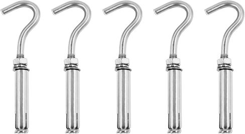 Concrete Wall Hook, 304 Stainless Steel Expansion Hook,Concrete Hook,Open Cup Hook, Heavy Duty Hooks Expansion Bolts for Concrete Brick Wall 5 Pack M6 in Saudi Arabia