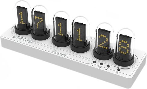 Nixie Tube Clock Glow Tube Clock IPS Color Screen Digital Clock with 6 Sets of Alarm Clocks, 7 Modes, 12 Customized Pictures, Web Control, no app Required (Blue) in Saudi Arabia