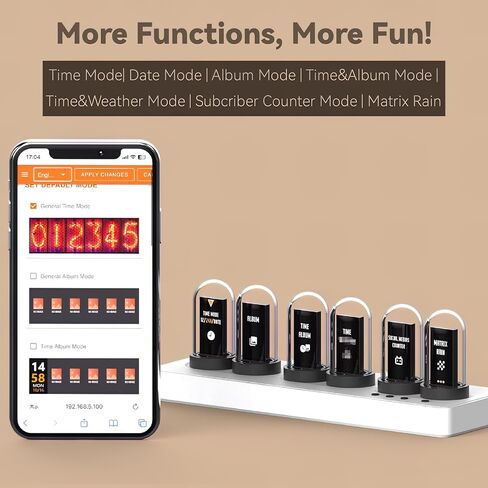 Nixie Tube Clock Glow Tube Clock IPS Color Screen Digital Clock with 6 Sets of Alarm Clocks, 7 Modes, 12 Customized Pictures, Web Control, no app Required (Blue) in Saudi Arabia