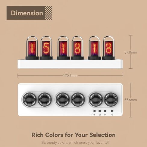 Nixie Tube Clock Glow Tube Clock IPS Color Screen Digital Clock with 6 Sets of Alarm Clocks, 7 Modes, 12 Customized Pictures, Web Control, no app Required (Blue) in Saudi Arabia