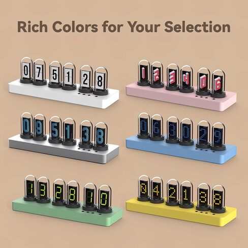 Nixie Tube Clock Glow Tube Clock IPS Color Screen Digital Clock with 6 Sets of Alarm Clocks, 7 Modes, 12 Customized Pictures, Web Control, no app Required (Blue) in Saudi Arabia