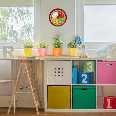 ساعة حائط تعليمية متعددة الألوان من اختيار المعلم | عملية صامتة - ساعة تعليمية للوقت مثالية للفصول الدراسية وغرف نوم الأطفال (بيتزا) in Kuwait