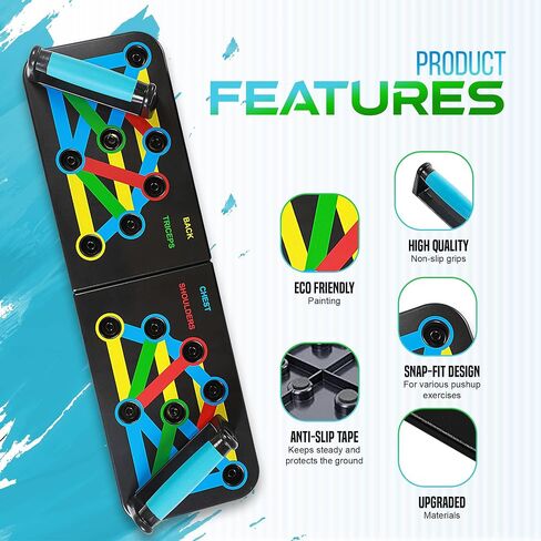 Push Up Board | Premium Push Up Board for Men and Women | Multi-function Color Coded Adjustable Handles Push-Up Stand Bars | Exercise Fitness Equipment & Strength Training in Saudi Arabia