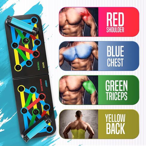 Push Up Board | Premium Push Up Board for Men and Women | Multi-function Color Coded Adjustable Handles Push-Up Stand Bars | Exercise Fitness Equipment & Strength Training in Saudi Arabia