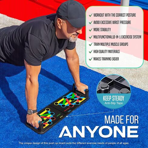 Push Up Board | Premium Push Up Board for Men and Women | Multi-function Color Coded Adjustable Handles Push-Up Stand Bars | Exercise Fitness Equipment & Strength Training in Saudi Arabia