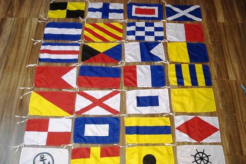 مجموعة علم المراكب الشراعية البحرية من النحاس، 28 علمًا، 13 × 8 بوصة، خفيفة الوزن، ديكور إبحار in Kuwait