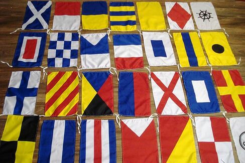 مجموعة علم المراكب الشراعية البحرية من النحاس، 28 علمًا، 13 × 8 بوصة، خفيفة الوزن، ديكور إبحار in Kuwait