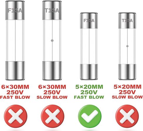 15A 250V 5x20MM صمام زجاجي سريع النفخ 15 أمبير 250 فولت 0.2 × 0.78 بوصة صمامات أنبوبية سريعة المفعول F15AL250V (عبوة من 30 قطعة) in Kuwait