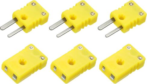 MECCANIXITY Mini K Type Thermocouple Wire Connectors Male Female Plug Adapter High Temperature 220°C(428°F) for Thermocouple Sensor Probe Yellow 3 Set in Saudi Arabia