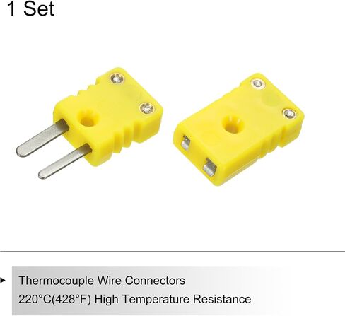 MECCANIXITY Mini K Type Thermocouple Wire Connectors Male Female Plug Adapter High Temperature 220°C(428°F) for Thermocouple Sensor Probe Yellow 3 Set in Saudi Arabia