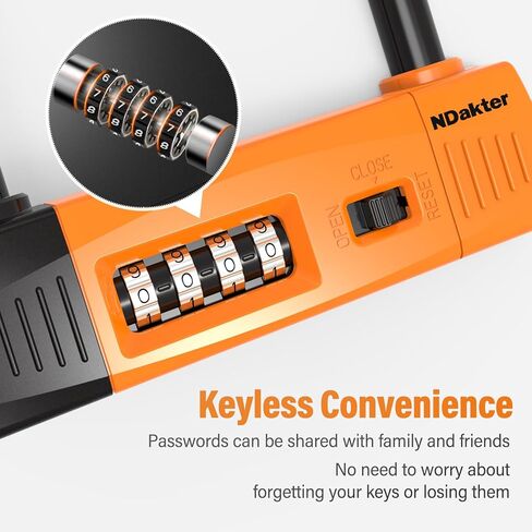 قفل على شكل حرف U للدراجة كومبو من NDakter مع كابل بطول 6 أقدام، أقفال دراجة بقطر 14 مم شديدة التحمل مضادة للسرقة، سكوتر كهربائي مكون من 4 أرقام قابل لإعادة الضبط، قفل دراجة ثلاثية العجلات للدراجة الإلكترونية والدراجات النارية والدراجة الثلاثية in Kuwait