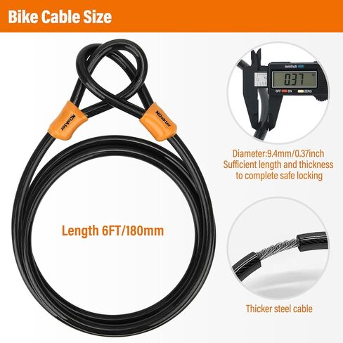 قفل على شكل حرف U للدراجة كومبو من NDakter مع كابل بطول 6 أقدام، أقفال دراجة بقطر 14 مم شديدة التحمل مضادة للسرقة، سكوتر كهربائي مكون من 4 أرقام قابل لإعادة الضبط، قفل دراجة ثلاثية العجلات للدراجة الإلكترونية والدراجات النارية والدراجة الثلاثية in Kuwait