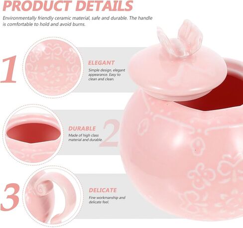 Hemoton Ceramic Sugar and Creamer Set Porcelain Cream Jugs Coffee Milk Creamer Pitcher Sugar Bowl Salt Server Container Sauce Pitcher Pink in Saudi Arabia