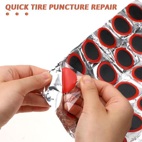 96 Pcs Bike Inner Tire Patch Repair Kit Glueless Tube Patch Kits Bycicle Inner Tube Puncture Patch Kit with 2 Metal Rasp for Motorcycle BMX Cycling MTB Road Mountain Bicycle in Saudi Arabia