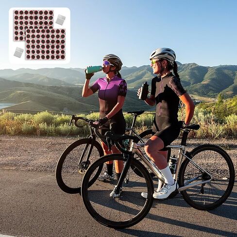 96 Pcs Bike Inner Tire Patch Repair Kit Glueless Tube Patch Kits Bycicle Inner Tube Puncture Patch Kit with 2 Metal Rasp for Motorcycle BMX Cycling MTB Road Mountain Bicycle in Saudi Arabia