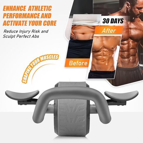 Ab Roller Wheel - Elbow Support Automatic Rebound Abdominal Wheel with Knee Mat, Ab Roller with Elbow Support for Abdominal & Core Strength Training, Plank Exercise Wheels for Abs Core Workout in Saudi Arabia