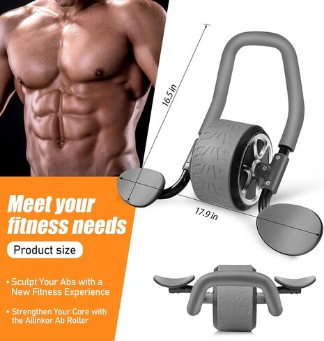 Ab Roller Wheel - Elbow Support Automatic Rebound Abdominal Wheel with Knee Mat, Ab Roller with Elbow Support for Abdominal & Core Strength Training, Plank Exercise Wheels for Abs Core Workout in Saudi Arabia