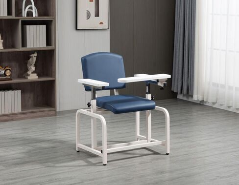 Lab Blood Drawing Chair with Padded Flip Arm and Drawer (Blue) in Saudi Arabia