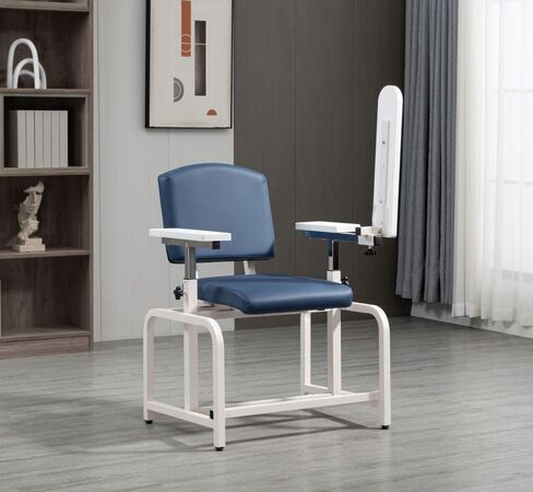 Lab Blood Drawing Chair with Padded Flip Arm and Drawer (Blue) in Saudi Arabia