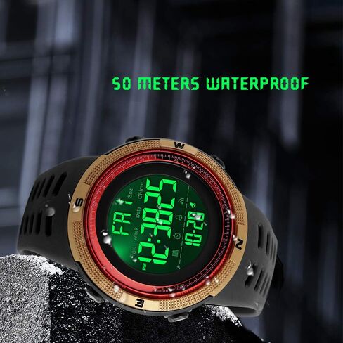 Men's Digital Sports Watch Waterproof Military Stopwatch Countdown Auto Date Alarm in Saudi Arabia