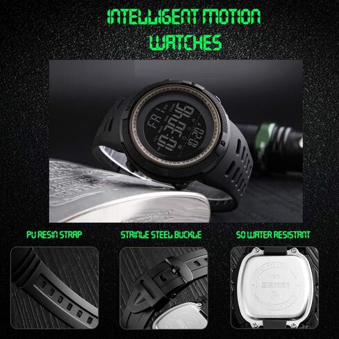 Men's Digital Sports Watch Waterproof Military Stopwatch Countdown Auto Date Alarm in Saudi Arabia