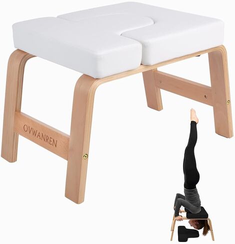 Yoga Headstand Bench- Stand Yoga Chair for Family, Gym - Wood and PU Pads - Relieve Fatigue and Build Up Body (Black) in Saudi Arabia