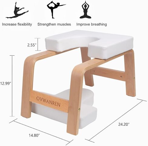 Yoga Headstand Bench- Stand Yoga Chair for Family, Gym - Wood and PU Pads - Relieve Fatigue and Build Up Body (Black) in Saudi Arabia