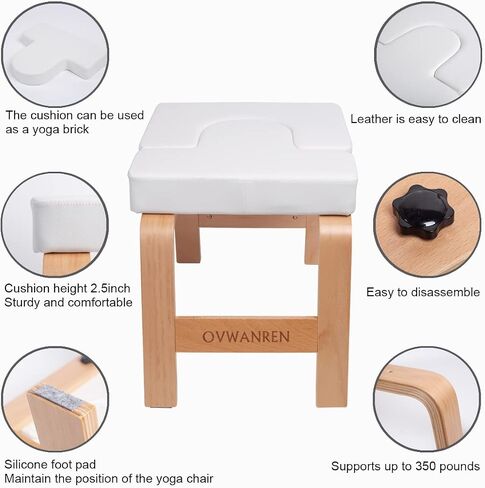 Yoga Headstand Bench- Stand Yoga Chair for Family, Gym - Wood and PU Pads - Relieve Fatigue and Build Up Body (Black) in Saudi Arabia