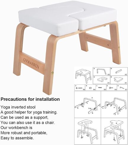 Yoga Headstand Bench- Stand Yoga Chair for Family, Gym - Wood and PU Pads - Relieve Fatigue and Build Up Body (Black) in Saudi Arabia