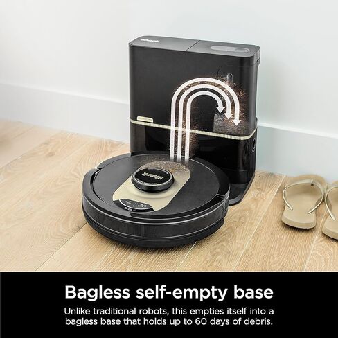 مكنسة Shark AV2501AE AI Robot مع قاعدة XL HEPA ذاتية التفريغ، بدون كيس، سعة 60 يومًا، ملاحة LIDAR، مثالية لشعر الحيوانات الأليفة، متوافقة مع Alexa، اتصال Wi-Fi، السجاد والأرضيات الصلبة، أسود in Kuwait
