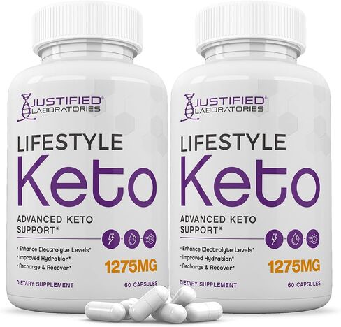 (2 Pack) Lifestyle Keto Pills 1275MG New & Improved Formula Contains Apple Cider Vinegar Extra Virgin Olive Oil Powder Green Tea Leaf 120 Capsules in Kuwait