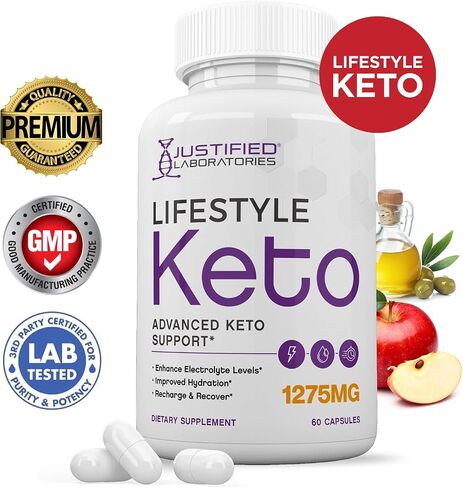 (2 Pack) Lifestyle Keto Pills 1275MG New & Improved Formula Contains Apple Cider Vinegar Extra Virgin Olive Oil Powder Green Tea Leaf 120 Capsules in Kuwait