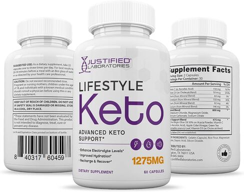 (2 Pack) Lifestyle Keto Pills 1275MG New & Improved Formula Contains Apple Cider Vinegar Extra Virgin Olive Oil Powder Green Tea Leaf 120 Capsules in Kuwait