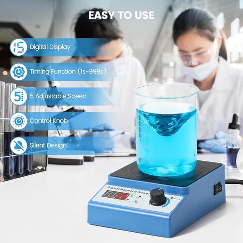 محرك مغناطيسي، خلاط مغناطيسي Zuomeng 3000 دورة في الدقيقة مع بطارية قابلة لإعادة الشحن بالطاقة الشمسية أو محول طاقة، سعة 3000 مل، يتميز بشاشة رقمية، وظيفة التوقيت، 5 سرعات قابلة للتعديل (بدون تسخين) in Kuwait