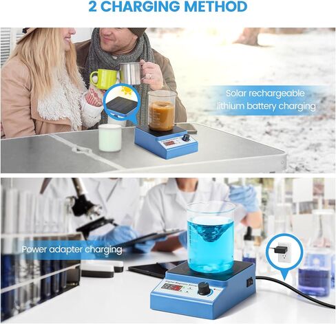 محرك مغناطيسي، خلاط مغناطيسي Zuomeng 3000 دورة في الدقيقة مع بطارية قابلة لإعادة الشحن بالطاقة الشمسية أو محول طاقة، سعة 3000 مل، يتميز بشاشة رقمية، وظيفة التوقيت، 5 سرعات قابلة للتعديل (بدون تسخين) in Kuwait