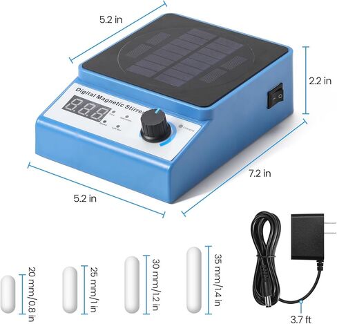 محرك مغناطيسي، خلاط مغناطيسي Zuomeng 3000 دورة في الدقيقة مع بطارية قابلة لإعادة الشحن بالطاقة الشمسية أو محول طاقة، سعة 3000 مل، يتميز بشاشة رقمية، وظيفة التوقيت، 5 سرعات قابلة للتعديل (بدون تسخين) in Kuwait