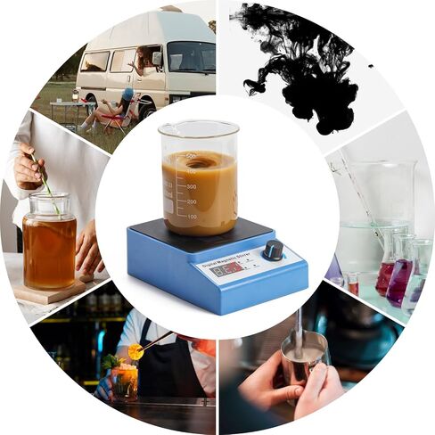 محرك مغناطيسي، خلاط مغناطيسي Zuomeng 3000 دورة في الدقيقة مع بطارية قابلة لإعادة الشحن بالطاقة الشمسية أو محول طاقة، سعة 3000 مل، يتميز بشاشة رقمية، وظيفة التوقيت، 5 سرعات قابلة للتعديل (بدون تسخين) in Kuwait