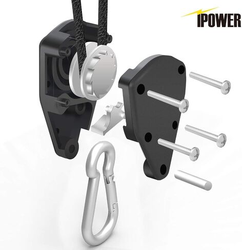 iPower GLROPEMG4X2A 2-Pair 1/4 Inch 8-Feet Long Heavy Adjustable Duty Rope Clip Hanger Reinforced Metal, Black in Saudi Arabia