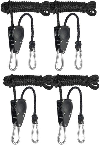 iPower GLROPEMG4X2A 2-Pair 1/4 Inch 8-Feet Long Heavy Adjustable Duty Rope Clip Hanger Reinforced Metal, Black in Saudi Arabia