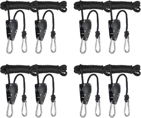 iPower GLROPEMG4X2A 2-Pair 1/4 Inch 8-Feet Long Heavy Adjustable Duty Rope Clip Hanger Reinforced Metal, Black in Saudi Arabia