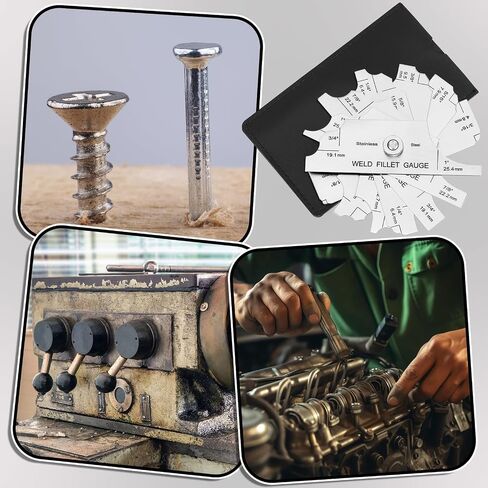 مجموعة من 2 MG-11 مجموعة قياس لحام فيليه معدنية مكونة من 7 قطع 1/8 بوصة - 1 بوصة (3.2 مم - 25.4 مم) اختبار فحص اللحام أدوات قياس اللحام الزندي مترية وبوصة، للحامين المحترفين in Saudi Arabia