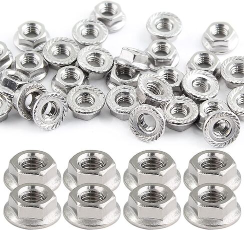 50PCS M5 x 0.8mm Serrated Flange Hex Locknuts, 304 Stainless Steel Flange Nuts, Bright Finish in Saudi Arabia