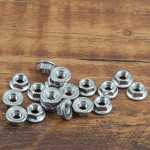 50PCS M5 x 0.8mm Serrated Flange Hex Locknuts, 304 Stainless Steel Flange Nuts, Bright Finish in Saudi Arabia